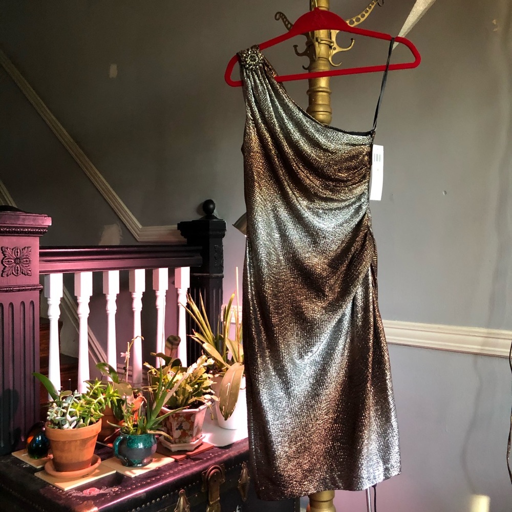Maggot London Metallic One-Shoulder Dress